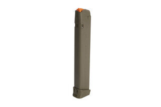 Glock G17 Gen 5 33-round 9mm ODG steel reinforced polymer magazine with high visibility follower and ambi mag catch cuts